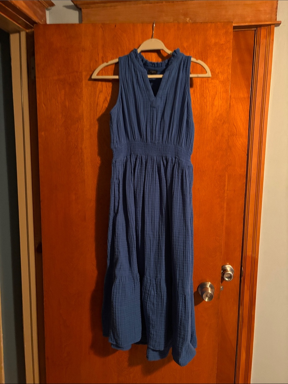 Talbots Indigo Sleeveless V-Neck Maxi Dress